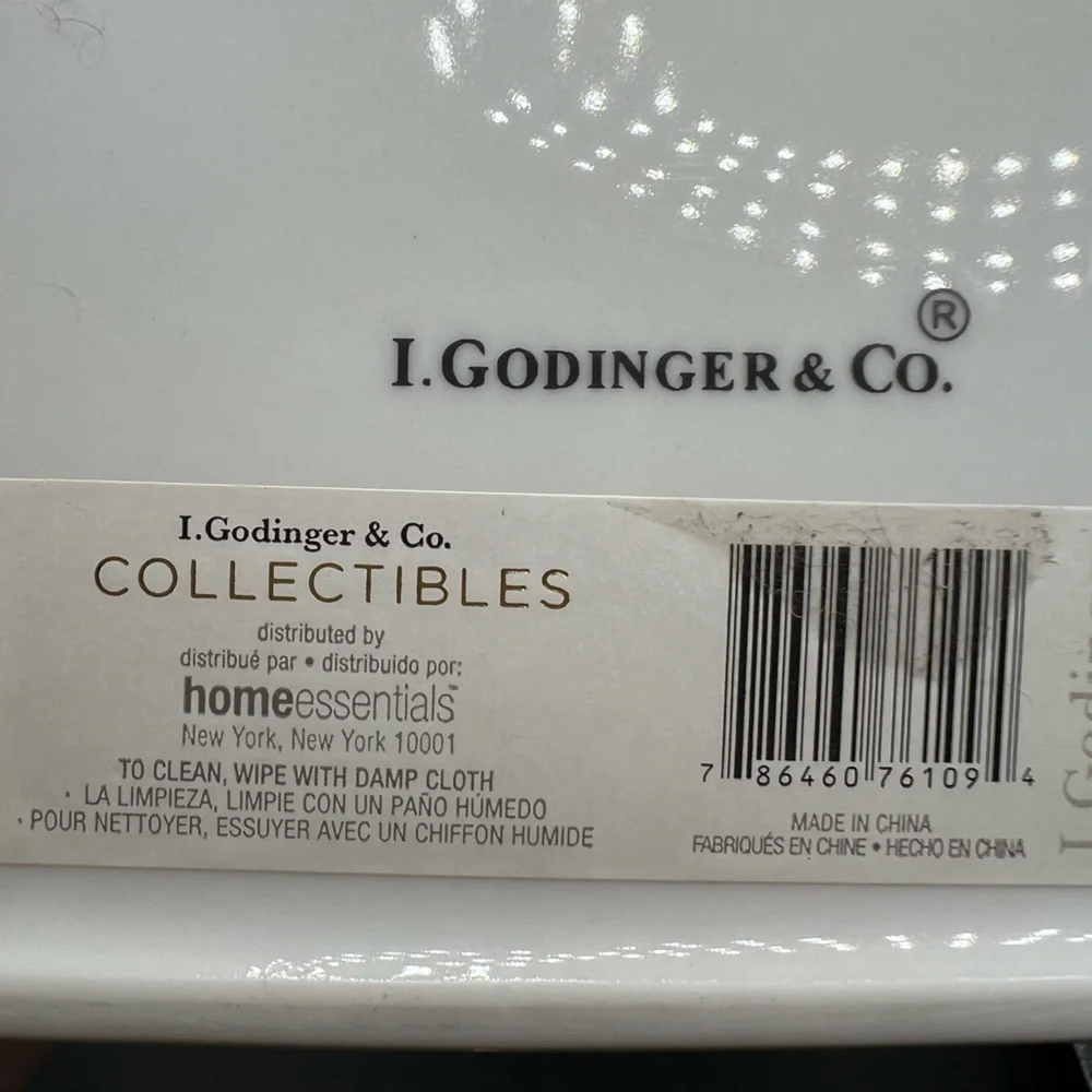 I. Godinger & Co. Trinket Jewelry Dish Tray Rectangle White W/ Teal & Gold